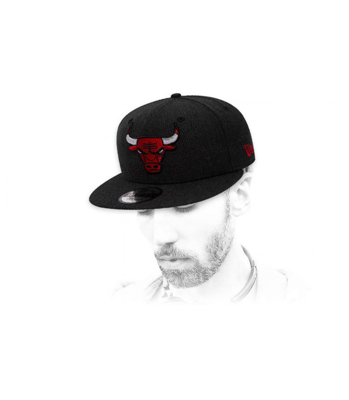 snapback negro jaspeado Bulls Team Heather 9Fifty Bulls